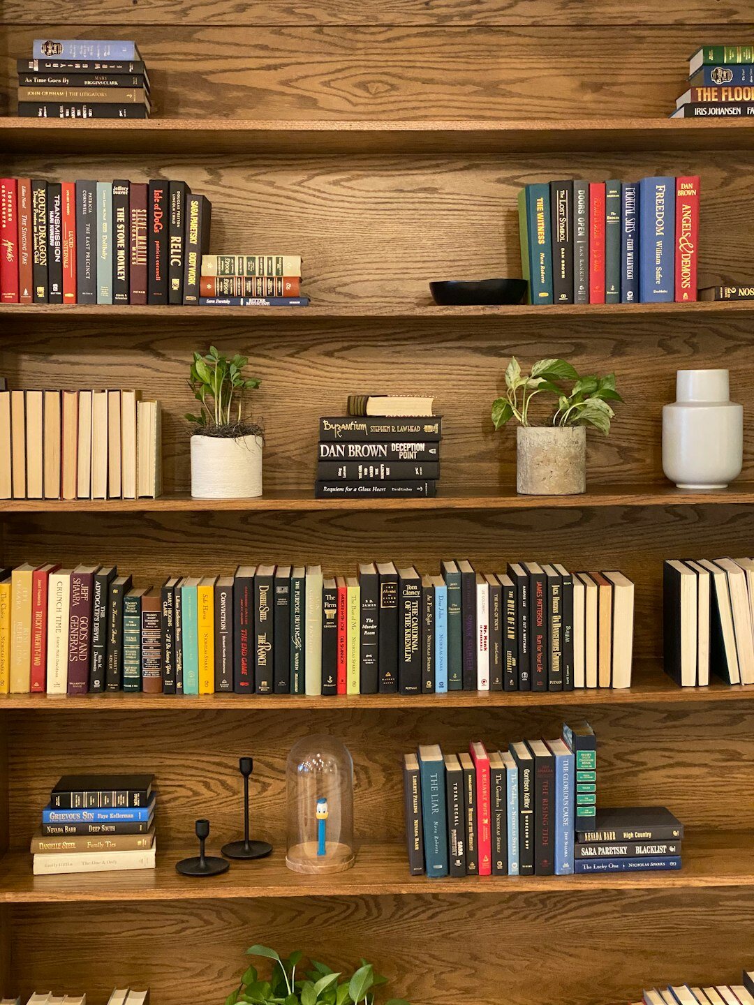 bookshelf with thrillers